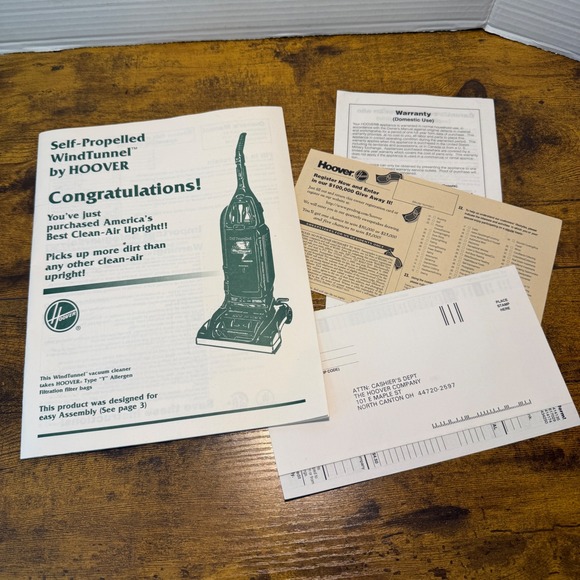 Hoover Other - Hoover Self-Propelled WindTunnel Manual Warranty Registration U6425 U6445 1998